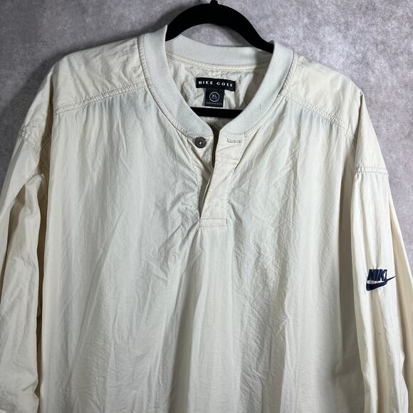 Vintage Nike Golf Windbreaker Jacket Mens XL Cream‎ Henley Pullover 90s Y2K - Picture 2 of 12